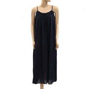 Free People Solid Midi Slip Dress Cotton Sleeveless Resort Navy S New 285153